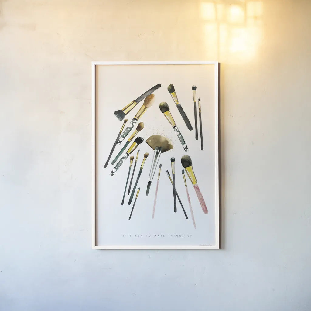 Make it Up II by Mercedes Lopez Charro. shown as a paper print in a white frame. Available as a archival giclee rolled canvas, fine art paper, or poster print. SKU 68091h.