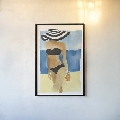 Mallorca Girl No Words by Mercedes Lopez Charro. shown as a paper print in a black flame. Available as a archival giclee rolled canvas, fine art paper, or poster print. SKU 81062h.