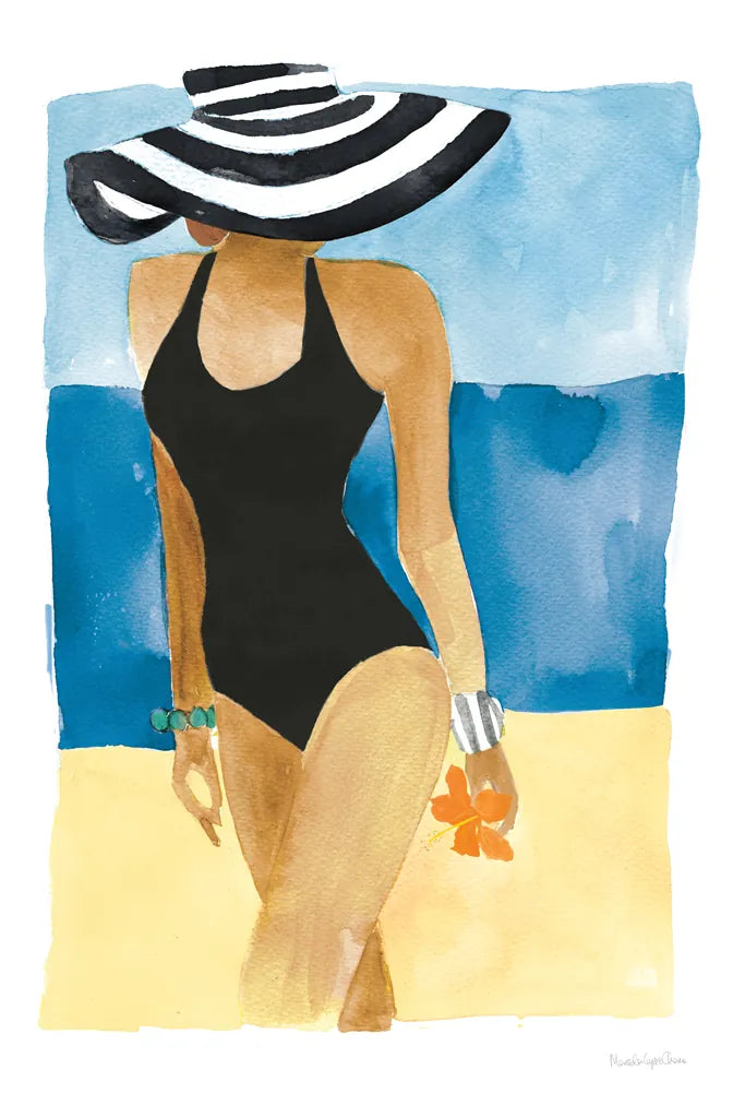 Mallorca Girl One Piece by Mercedes Lopez Charro. SKU 98157h. Archival Giclee Fine art print for wall decor.