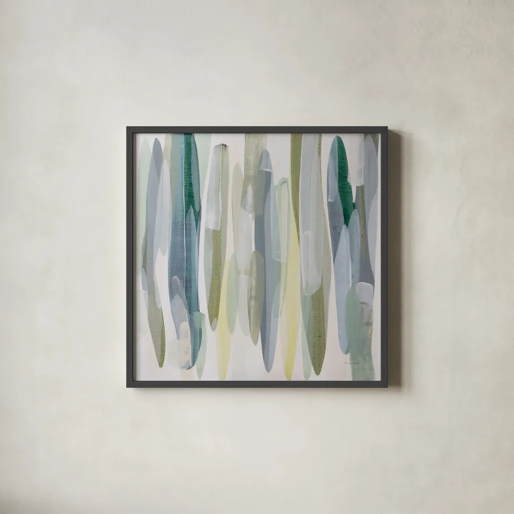 Matcha Morning by Mercedes Lopez Charro. Shown in a sleek black glass frame for a contemporary gallery look. Available as an archival giclee rolled canvas, fine art paper, or poster print. SKU 101401a.