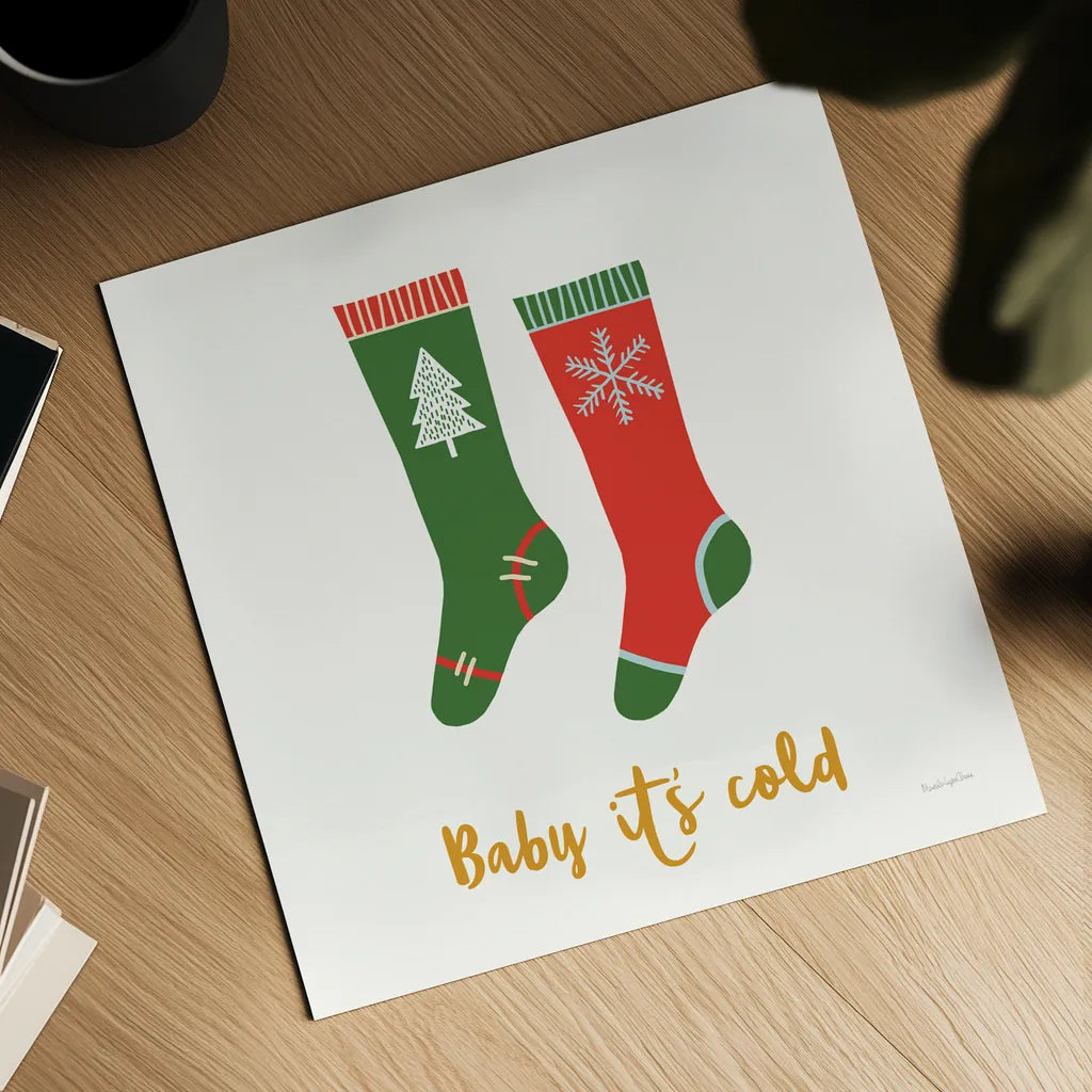 Merry Everything I Script by Mercedes Lopez Charro. Shown as a detailed flat fine art print, highlighting archival giclee quality. Available as an archival giclee rolled canvas, fine art paper, or poster print. SKU 79961a.