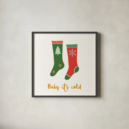 Merry Everything I Script by Mercedes Lopez Charro. Shown in a sleek black glass frame for a contemporary gallery look. Available as an archival giclee rolled canvas, fine art paper, or poster print. SKU 79961a.