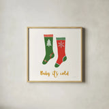Merry Everything I Script by Mercedes Lopez Charro. Shown in a natural wood glass frame for a timeless modern aesthetic. Available as an archival giclee rolled canvas, fine art paper, or poster print. SKU 79961a.
