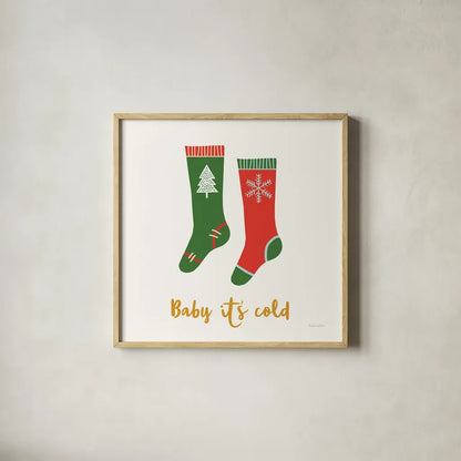 Merry Everything I Script by Mercedes Lopez Charro. Shown in a natural wood glass frame for a timeless modern aesthetic. Available as an archival giclee rolled canvas, fine art paper, or poster print. SKU 79961a.