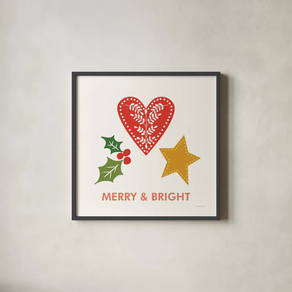 Merry Everything II by Mercedes Lopez Charro. Shown in a sleek black glass frame for a contemporary gallery look. Available as an archival giclee rolled canvas, fine art paper, or poster print. SKU 79828a.