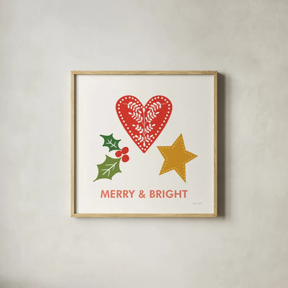 Merry Everything II by Mercedes Lopez Charro. Shown in a natural wood glass frame for a timeless modern aesthetic. Available as an archival giclee rolled canvas, fine art paper, or poster print. SKU 79828a.