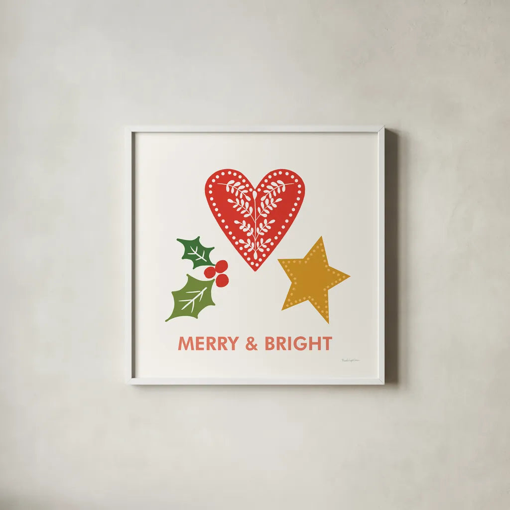 Merry Everything II by Mercedes Lopez Charro. Shown in a crisp white glass frame for a clean and minimalist style. Available as an archival giclee rolled canvas, fine art paper, or poster print. SKU 79828a.