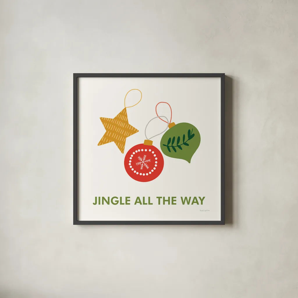 Merry Everything III by Mercedes Lopez Charro. Shown in a sleek black glass frame for a contemporary gallery look. Available as an archival giclee rolled canvas, fine art paper, or poster print. SKU 79829a.