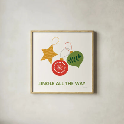 Merry Everything III by Mercedes Lopez Charro. Shown in a natural wood glass frame for a timeless modern aesthetic. Available as an archival giclee rolled canvas, fine art paper, or poster print. SKU 79829a.