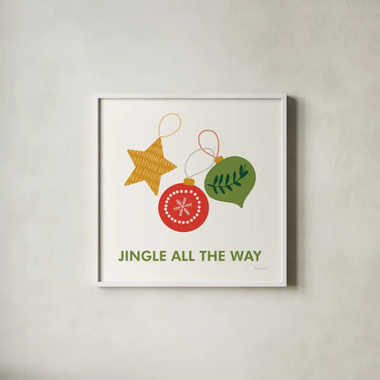 Merry Everything III by Mercedes Lopez Charro. Shown in a crisp white glass frame for a clean and minimalist style. Available as an archival giclee rolled canvas, fine art paper, or poster print. SKU 79829a.