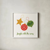Merry Everything III Script by Mercedes Lopez Charro. Shown in a crisp white glass frame for a clean and minimalist style. Available as an archival giclee rolled canvas, fine art paper, or poster print. SKU 79963a.