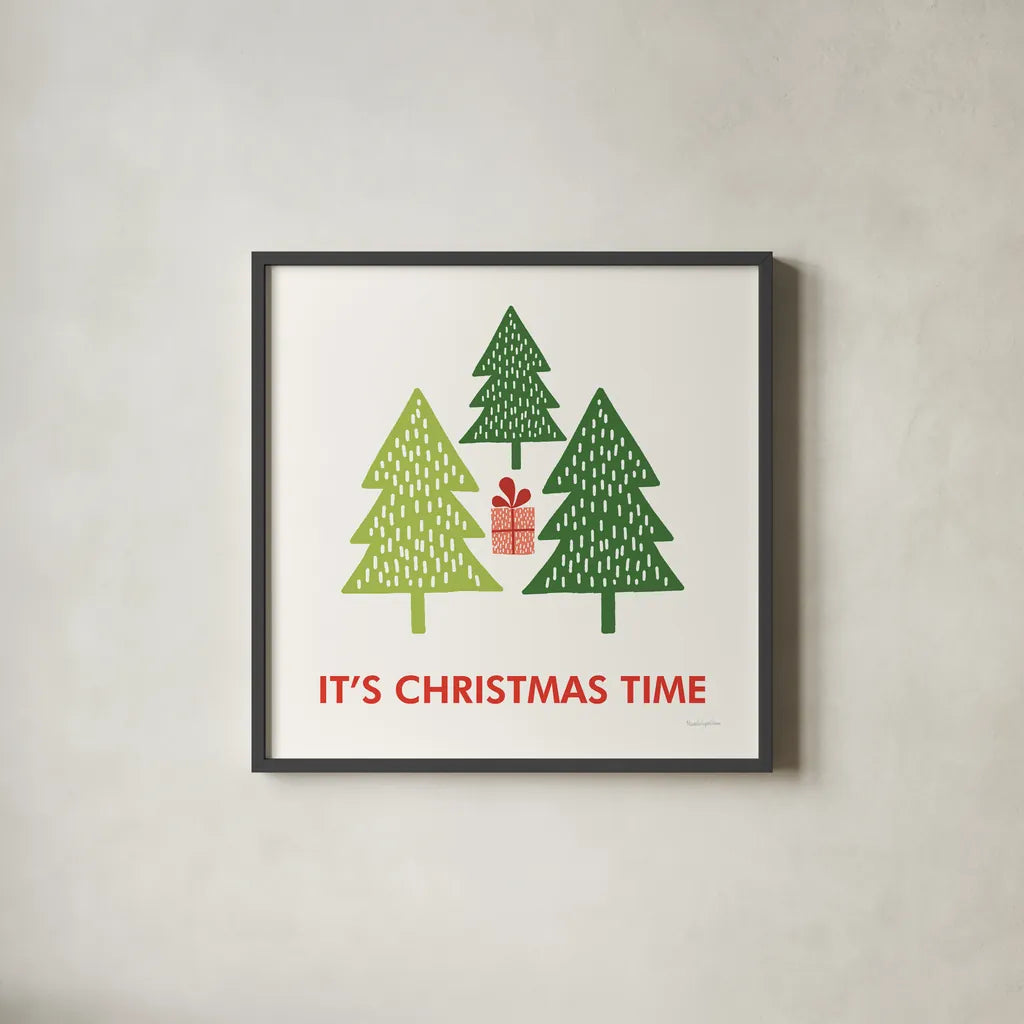 Merry Everything IV by Mercedes Lopez Charro. Shown in a sleek black glass frame for a contemporary gallery look. Available as an archival giclee rolled canvas, fine art paper, or poster print. SKU 79830a.