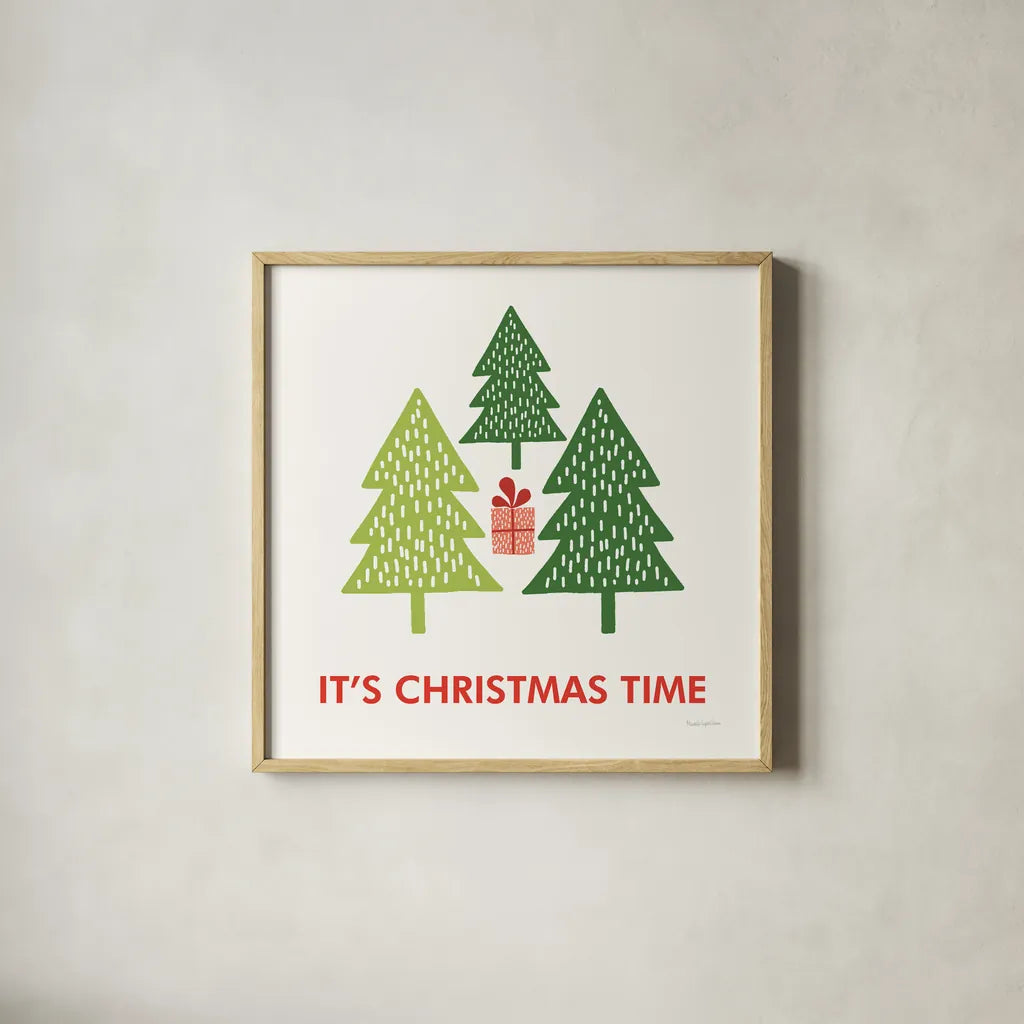 Merry Everything IV by Mercedes Lopez Charro. Shown in a natural wood glass frame for a timeless modern aesthetic. Available as an archival giclee rolled canvas, fine art paper, or poster print. SKU 79830a.