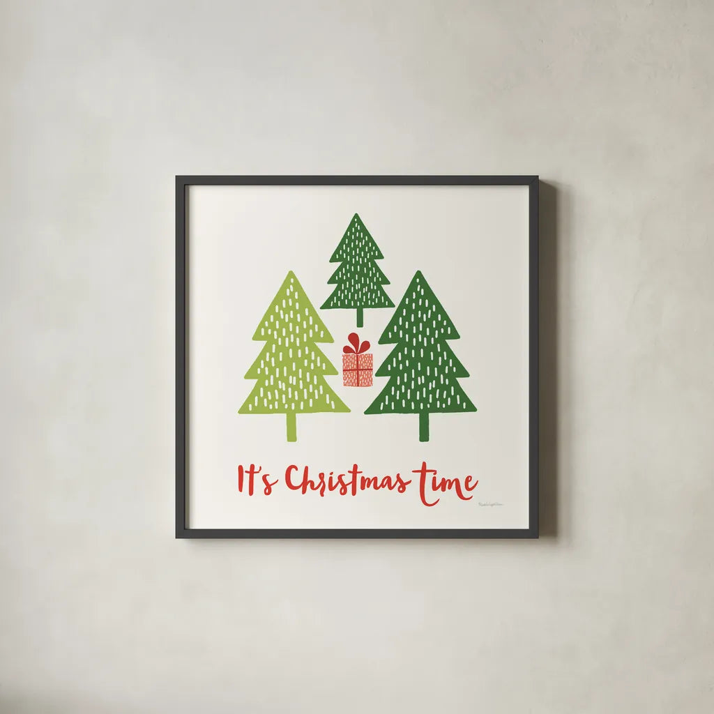 Merry Everything IV Script by Mercedes Lopez Charro. Shown in a sleek black glass frame for a contemporary gallery look. Available as an archival giclee rolled canvas, fine art paper, or poster print. SKU 79964a.