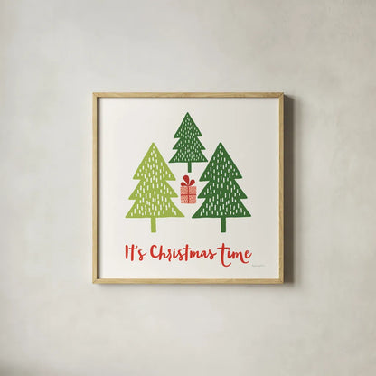 Merry Everything IV Script by Mercedes Lopez Charro. Shown in a natural wood glass frame for a timeless modern aesthetic. Available as an archival giclee rolled canvas, fine art paper, or poster print. SKU 79964a.