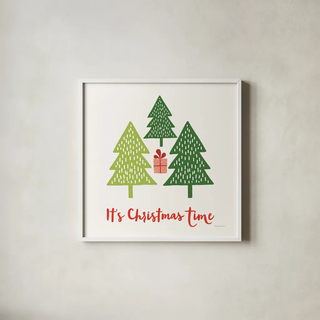 Merry Everything IV Script by Mercedes Lopez Charro. Shown in a crisp white glass frame for a clean and minimalist style. Available as an archival giclee rolled canvas, fine art paper, or poster print. SKU 79964a.