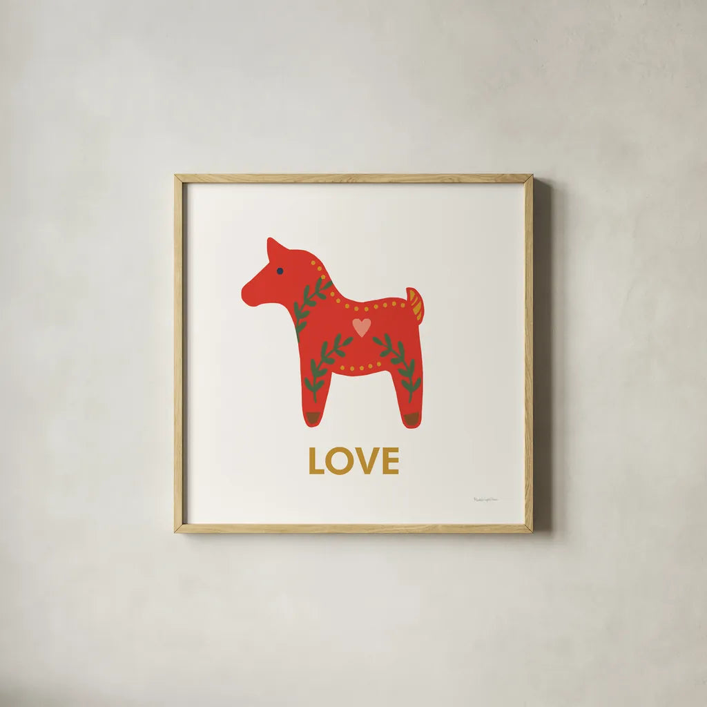 Merry Everything IX by Mercedes Lopez Charro. Shown in a natural wood glass frame for a timeless modern aesthetic. Available as an archival giclee rolled canvas, fine art paper, or poster print. SKU 79835a.