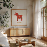 Merry Everything IX by Mercedes Lopez Charro. Shown in a natural wood frame in a cozy modern living room. Available as an archival giclee rolled canvas, fine art paper, or poster print. SKU 79835a.