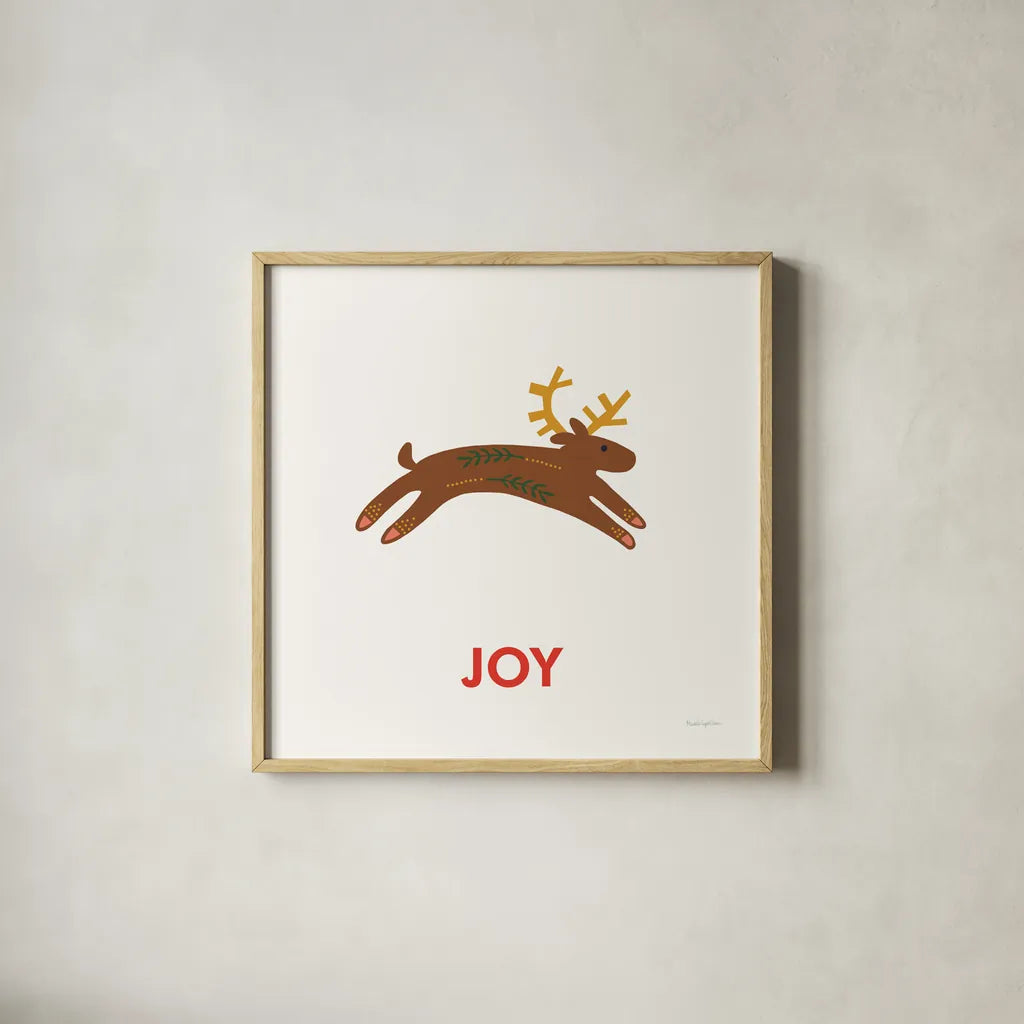 Merry Everything VI by Mercedes Lopez Charro. Shown in a natural wood glass frame for a timeless modern aesthetic. Available as an archival giclee rolled canvas, fine art paper, or poster print. SKU 79832a.