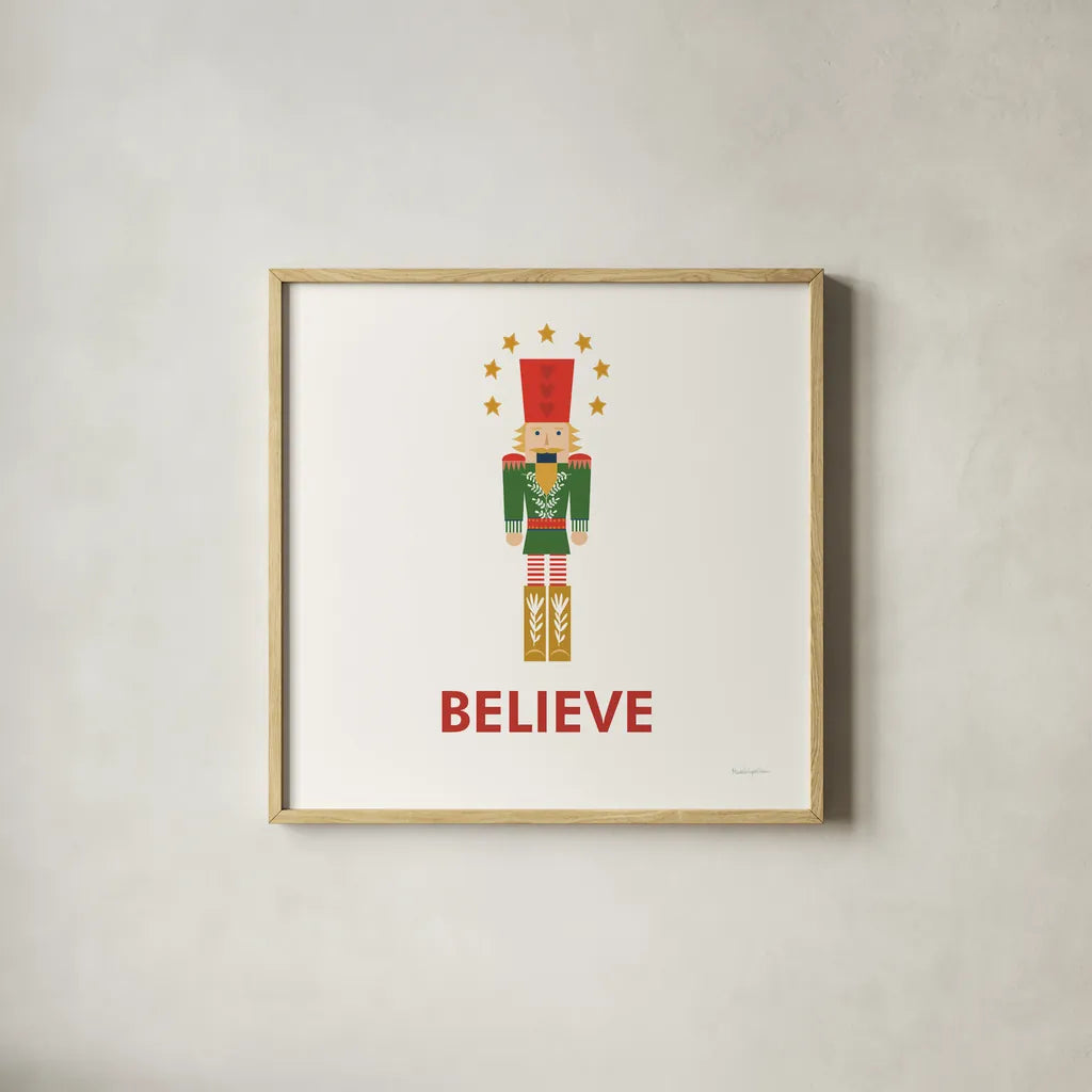 Merry Everything VII by Mercedes Lopez Charro. Shown in a natural wood glass frame for a timeless modern aesthetic. Available as an archival giclee rolled canvas, fine art paper, or poster print. SKU 79833a.