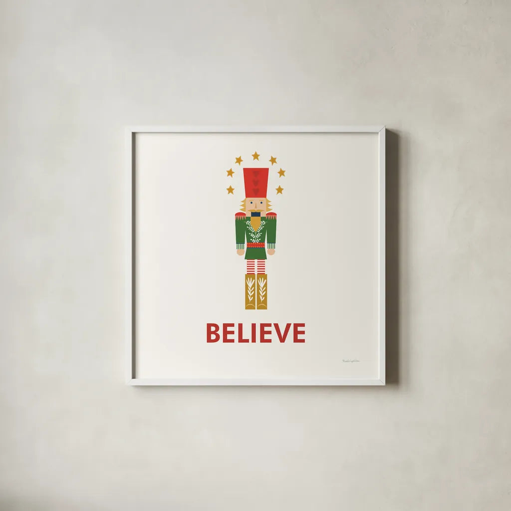 Merry Everything VII by Mercedes Lopez Charro. Shown in a crisp white glass frame for a clean and minimalist style. Available as an archival giclee rolled canvas, fine art paper, or poster print. SKU 79833a.