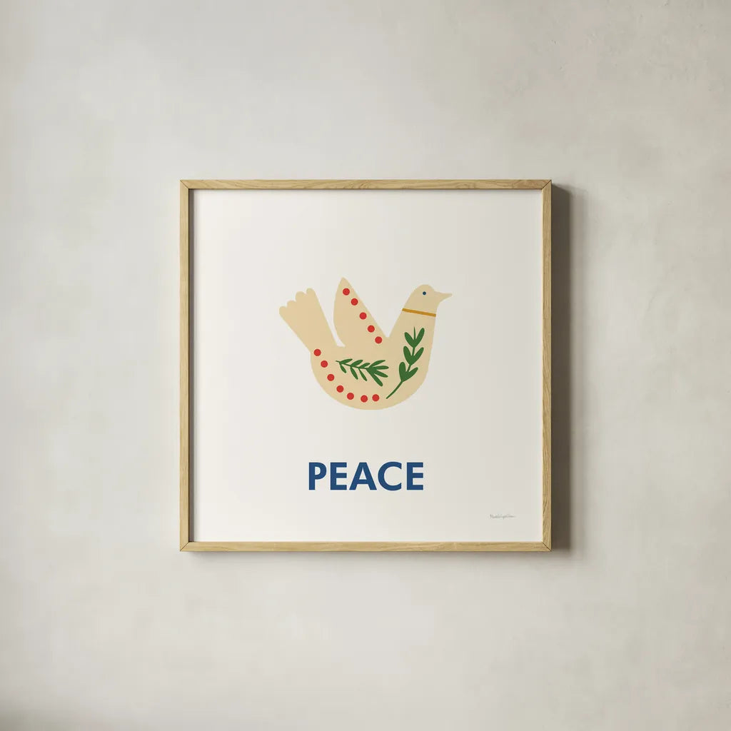 Merry Everything VIII by Mercedes Lopez Charro. Shown in a natural wood glass frame for a timeless modern aesthetic. Available as an archival giclee rolled canvas, fine art paper, or poster print. SKU 79834a.