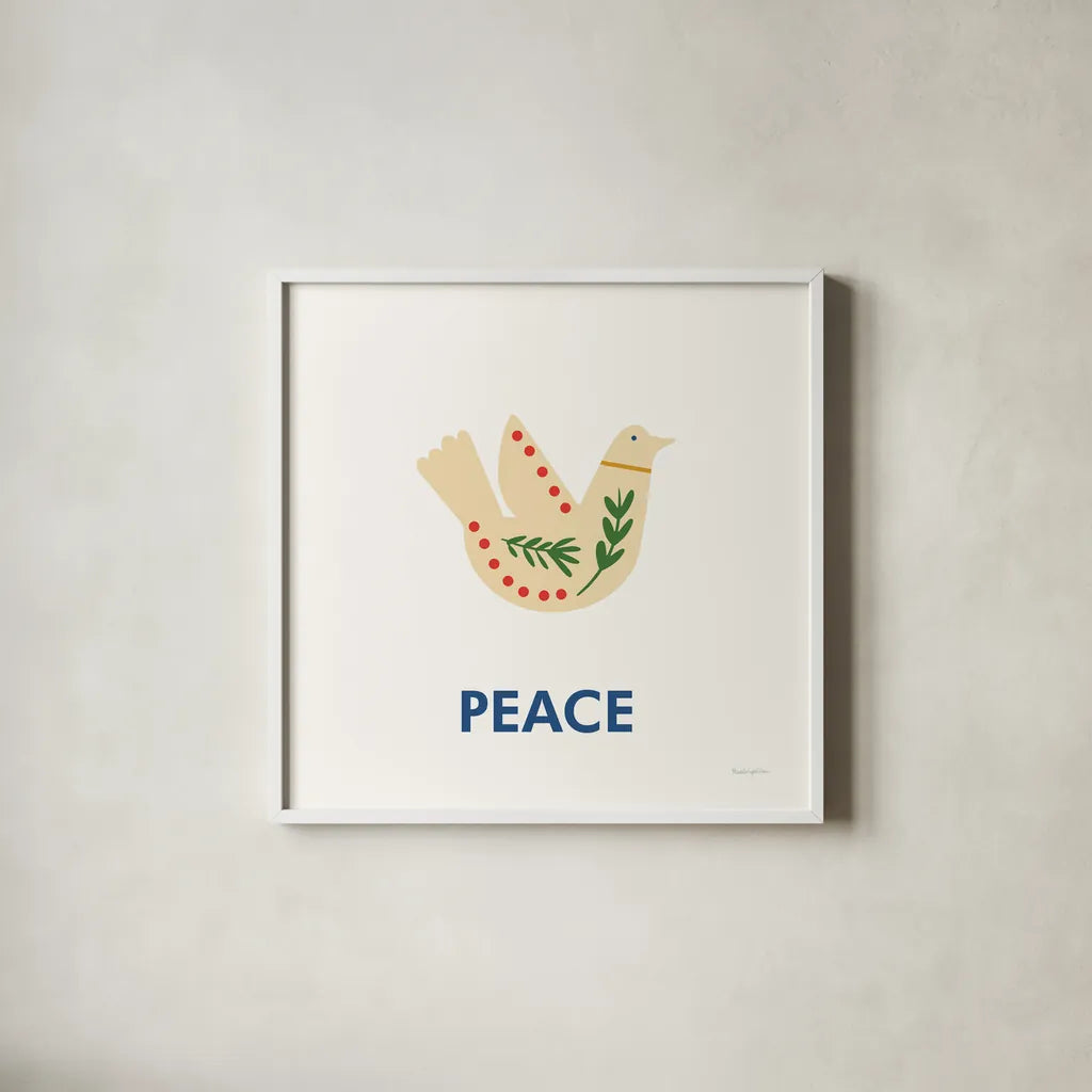 Merry Everything VIII by Mercedes Lopez Charro. Shown in a crisp white glass frame for a clean and minimalist style. Available as an archival giclee rolled canvas, fine art paper, or poster print. SKU 79834a.