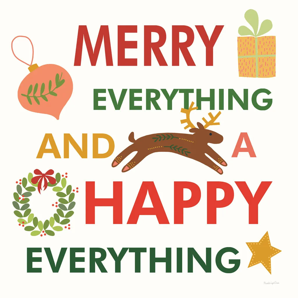 Merry Everything X by Mercedes Lopez Charro. SKU 79836a. Archival Giclee Fine art print for wall decor.