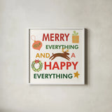 Merry Everything X by Mercedes Lopez Charro. Shown in a crisp white glass frame for a clean and minimalist style. Available as an archival giclee rolled canvas, fine art paper, or poster print. SKU 79836a.