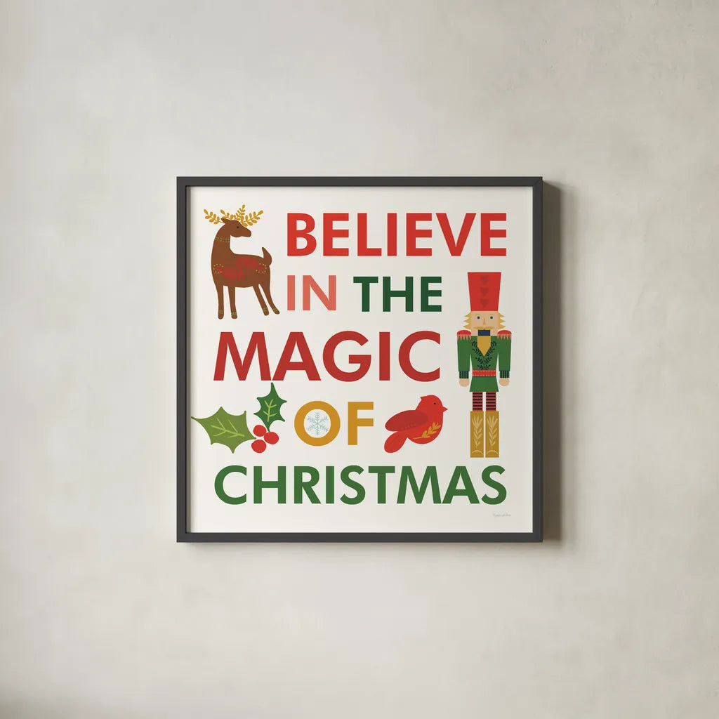 Merry Everything XII by Mercedes Lopez Charro. Shown in a sleek black glass frame for a contemporary gallery look. Available as an archival giclee rolled canvas, fine art paper, or poster print. SKU 79838a.