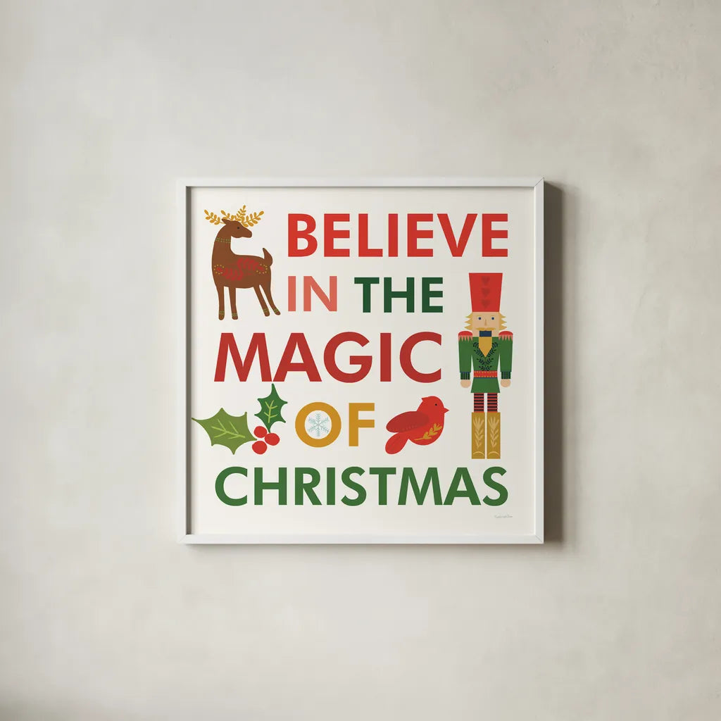 Merry Everything XII by Mercedes Lopez Charro. Shown in a crisp white glass frame for a clean and minimalist style. Available as an archival giclee rolled canvas, fine art paper, or poster print. SKU 79838a.