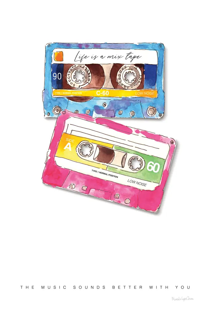 Mixtape Love by Mercedes Lopez Charro. SKU 77128h. Archival Giclee Fine art print for wall decor.