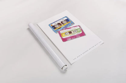 Mixtape Love by Mercedes Lopez Charro. shown as a rolled paper print. Available as archival giclee rolled canvas, fine art paper, or poster print. SKU 77128h.