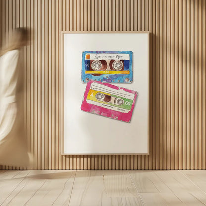 Mixtape Love by Mercedes Lopez Charro. shown as over sized large wall art. Available as an archival giclee rolled canvas, fine art paper, or poster print. SKU 77128h.