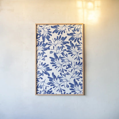 Modern Leaves II by Mercedes Lopez Charro. shown as a paper print in a natural frame. Available as a archival giclee rolled canvas, fine art paper, or poster print. SKU 77492h.