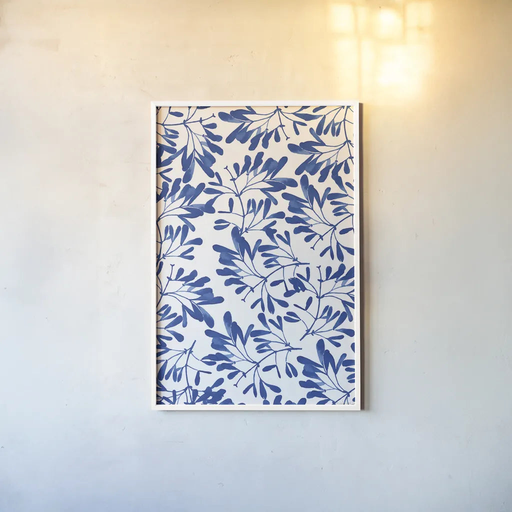 Modern Leaves II by Mercedes Lopez Charro. shown as a paper print in a white frame. Available as a archival giclee rolled canvas, fine art paper, or poster print. SKU 77492h.