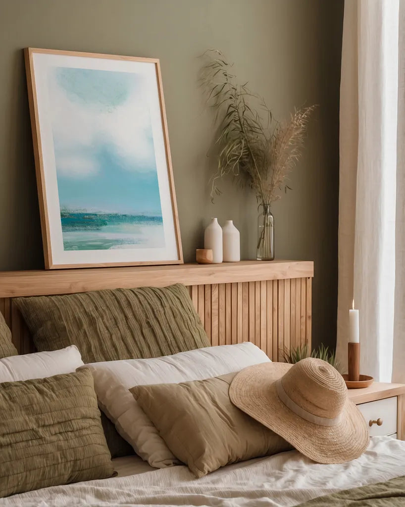 Morning Swim by Mercedes Lopez Charro. shown as a paper print in a natural frame. Available as a archival giclee rolled canvas, fine art paper, or poster print. SKU 70161h.