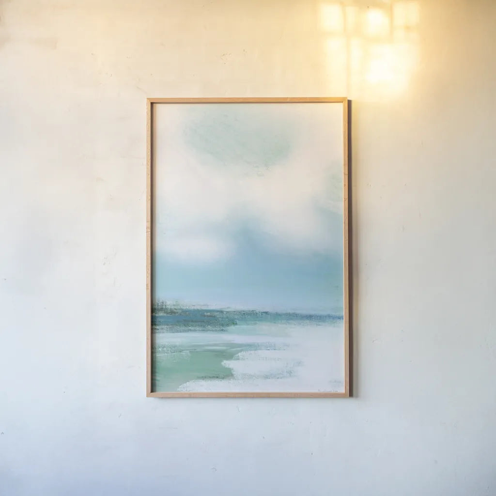 Morning Swim by Mercedes Lopez Charro. shown as a paper print in a natural frame. Available as a archival giclee rolled canvas, fine art paper, or poster print. SKU 70161h.