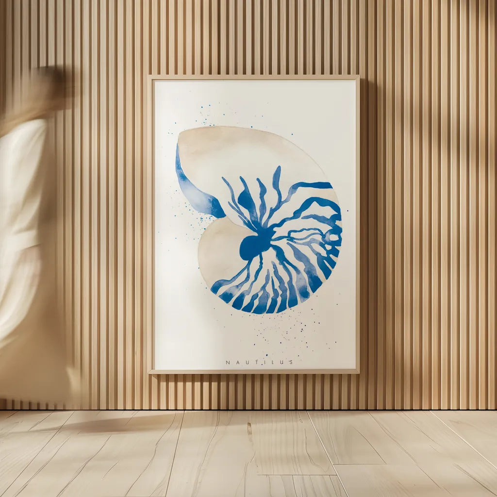 Nautilus by Mercedes Lopez Charro. shown as over sized large wall art. Available as an archival giclee rolled canvas, fine art paper, or poster print. SKU 69378h.