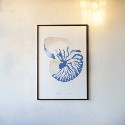 Nautilus by Mercedes Lopez Charro. shown as a paper print in a black flame. Available as a archival giclee rolled canvas, fine art paper, or poster print. SKU 69378h.