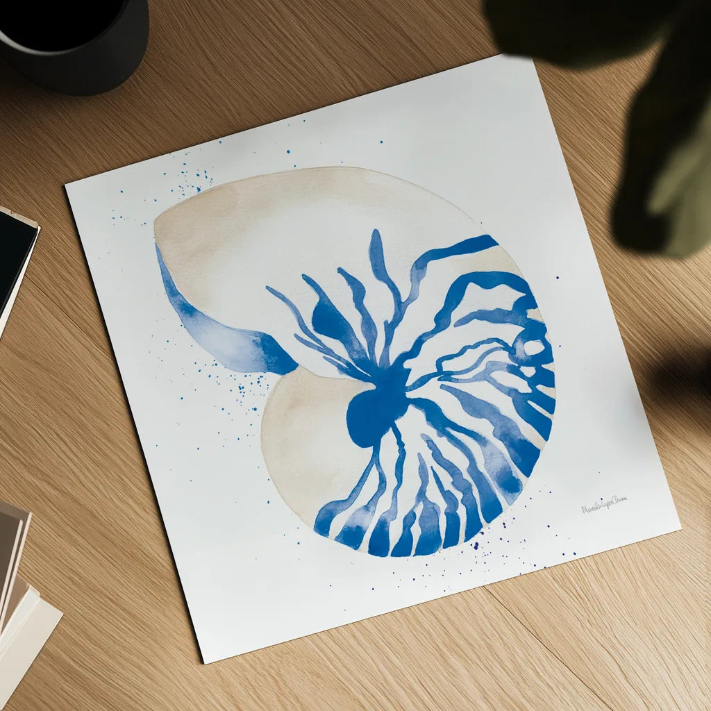 Nautilus Sq by Mercedes Lopez Charro. Shown as a detailed flat fine art print, highlighting archival giclee quality. Available as an archival giclee rolled canvas, fine art paper, or poster print. SKU 70065a.