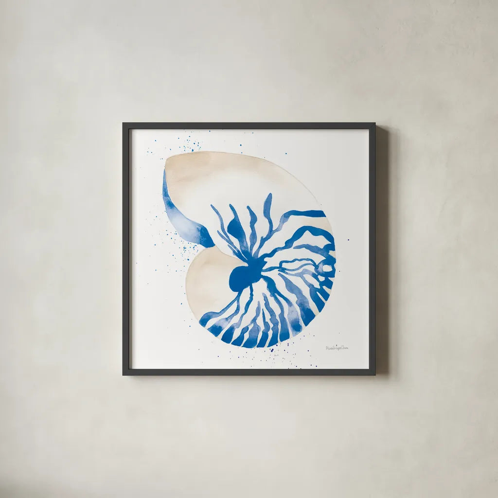Nautilus Sq by Mercedes Lopez Charro. Shown in a sleek black glass frame for a contemporary gallery look. Available as an archival giclee rolled canvas, fine art paper, or poster print. SKU 70065a.