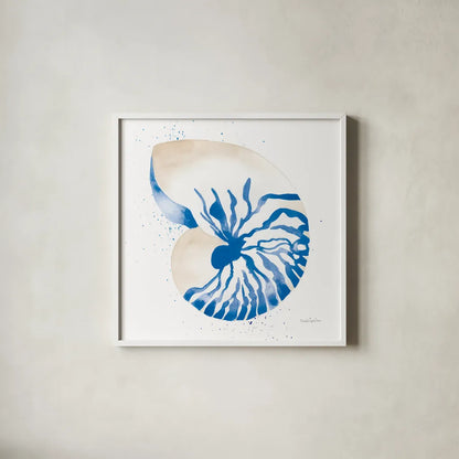 Nautilus Sq by Mercedes Lopez Charro. Shown in a crisp white glass frame for a clean and minimalist style. Available as an archival giclee rolled canvas, fine art paper, or poster print. SKU 70065a.