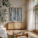 Naval by Mercedes Lopez Charro. Shown in a natural wood frame in a cozy modern living room. Available as an archival giclee rolled canvas, fine art paper, or poster print. SKU 101400a.