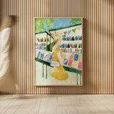 Never Enough Books I by Mercedes Lopez Charro. shown as over sized large wall art. Available as an archival giclee rolled canvas, fine art paper, or poster print. SKU 98644h.
