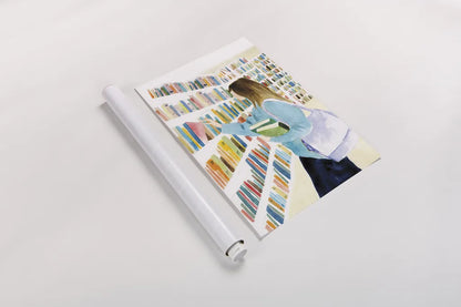 Never Enough Books II by Mercedes Lopez Charro. shown as a rolled paper print. Available as archival giclee rolled canvas, fine art paper, or poster print. SKU 98645h.
