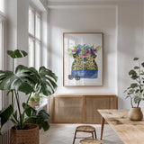 On the Wild Side I by Mercedes Lopez Charro. shown as a print in a natural wood frame in a dining room. Available as a archival giclee rolled canvas, fine art paper, or poster print. SKU 70150h.