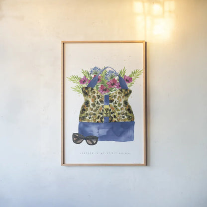 On the Wild Side I by Mercedes Lopez Charro. shown as a paper print in a natural frame. Available as a archival giclee rolled canvas, fine art paper, or poster print. SKU 70150h.