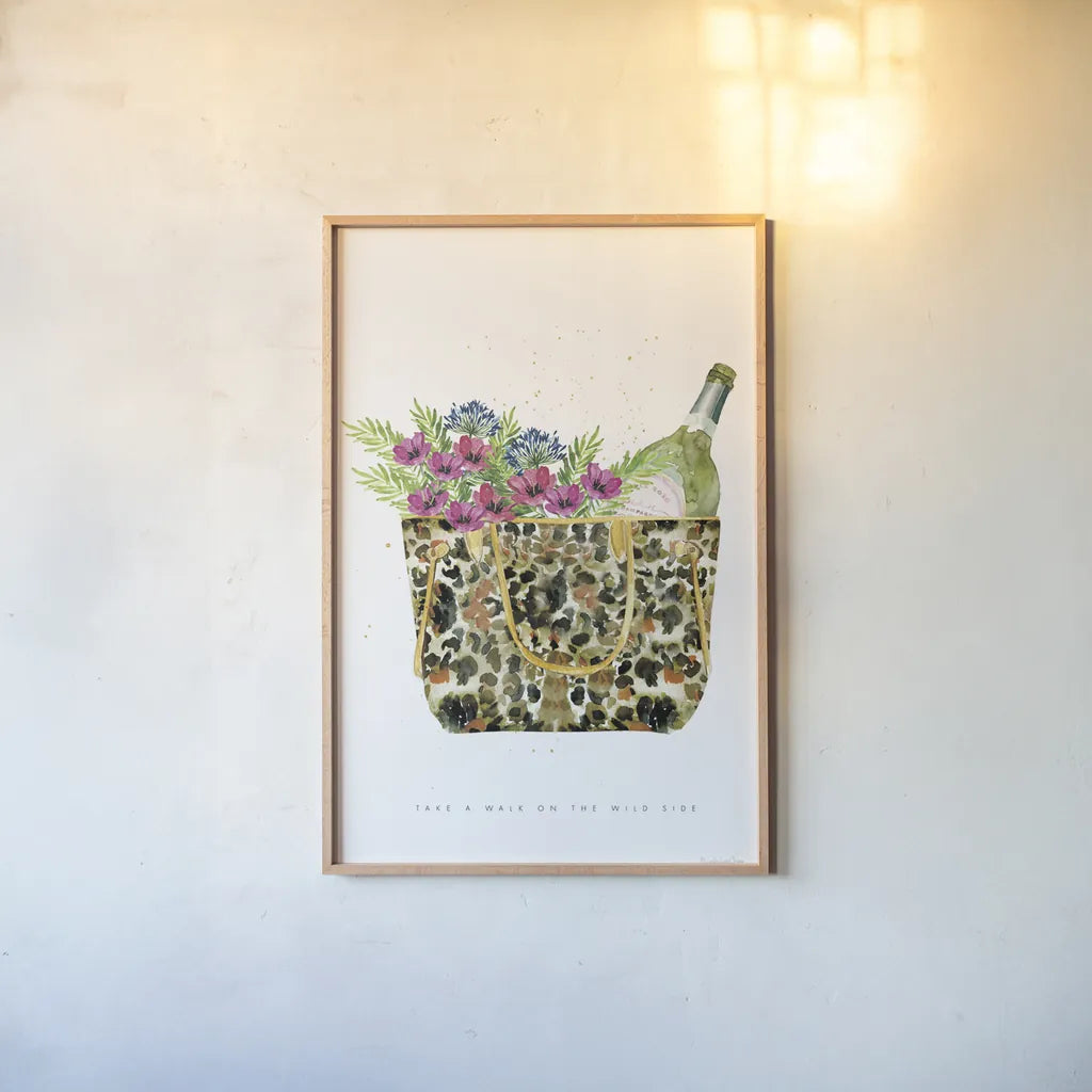 On the Wild Side IV by Mercedes Lopez Charro. shown as a paper print in a natural frame. Available as a archival giclee rolled canvas, fine art paper, or poster print. SKU 70153h.