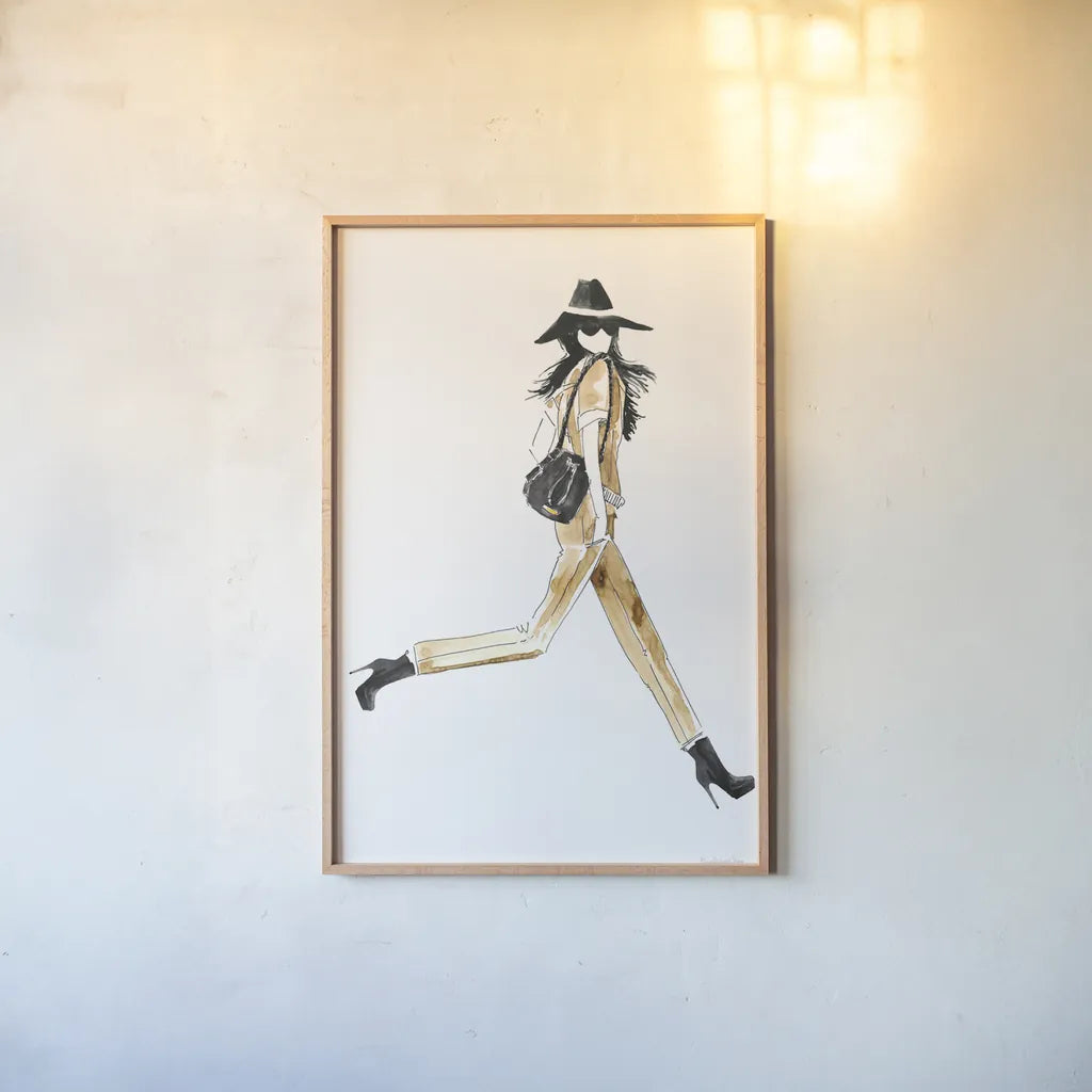 Out On the Town I by Mercedes Lopez Charro. shown as a paper print in a natural frame. Available as a archival giclee rolled canvas, fine art paper, or poster print. SKU 67036h.